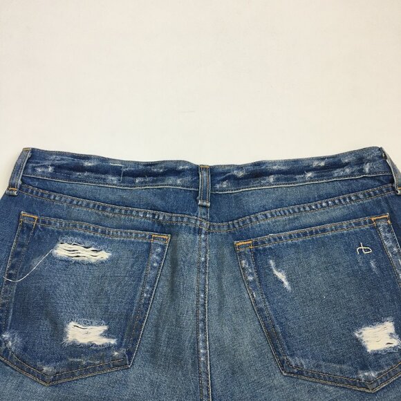 RAG & BONE Obispo Rebel 5 Pocket Logo Hardware Distressed Cuff Hem Denim Shorts - Picture 10 of 12